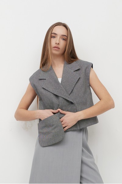 Камізелька з великою кишенею сіро-синій (КА 73/12)